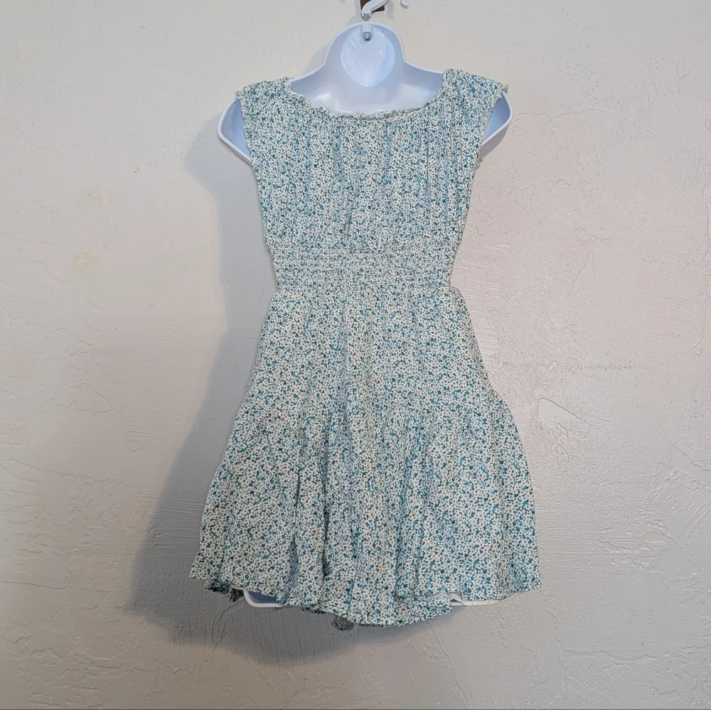 Dainty Floral Cottage Milkmaid Babydoll Mini Dress Garden Party Feminine Summer